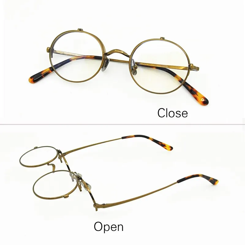 Yujo Unisex Full Rim Oval 45mm Titanium Flip Up Reading Glasses
