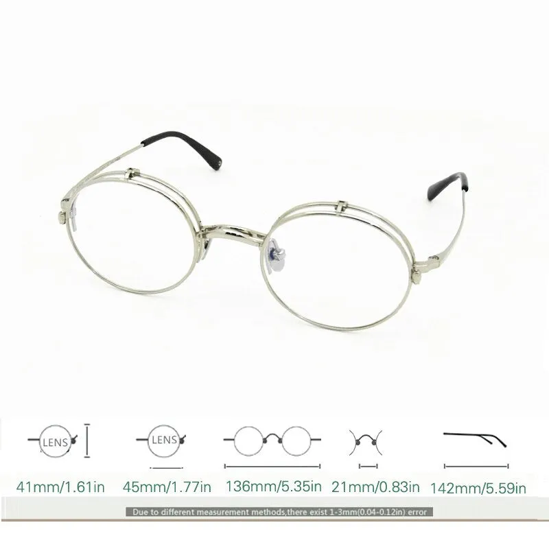 Yujo Unisex Full Rim Oval 45mm Titanium Flip Up Reading Glasses