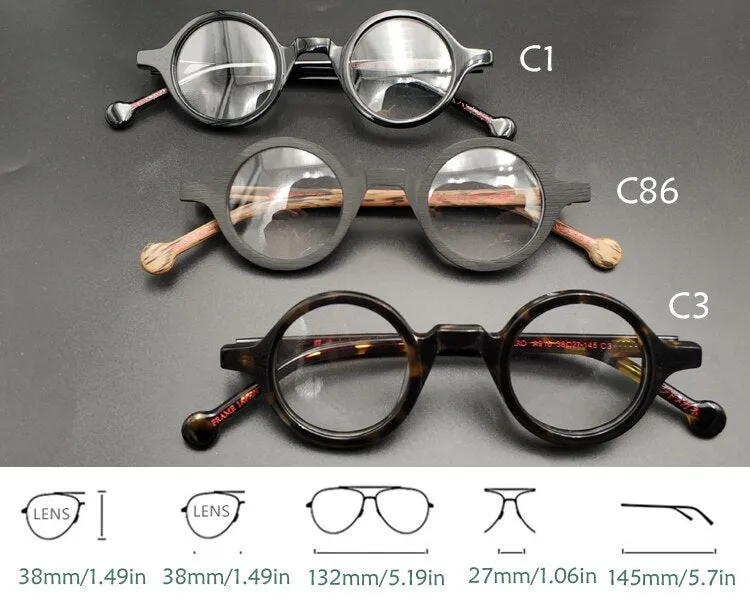 Yujo Unisex Full Rim Small Round Eyeglasses Acetate Y916