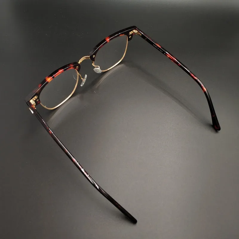 Yujo Unisex Full Rim Square Acetate Horn Eyeglasses 5154