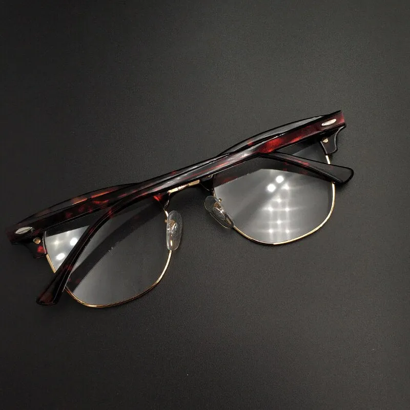 Yujo Unisex Full Rim Square Acetate Horn Eyeglasses 5154