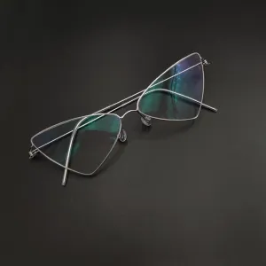 Yujo Women's Full Rim Cat Eye Triangle Stainless Steel  Eyeglasses Y049