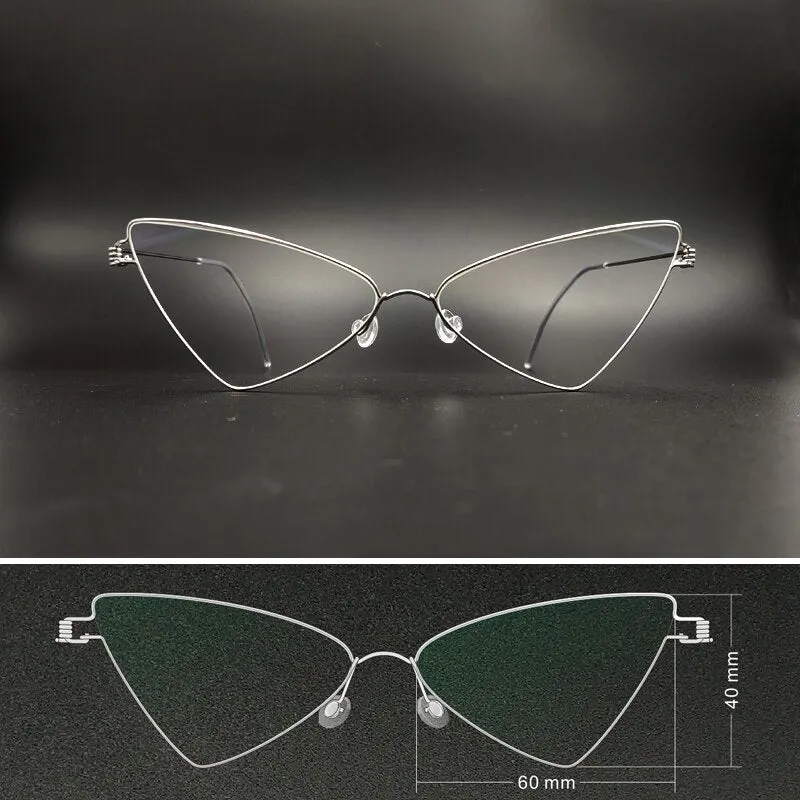 Yujo Women's Full Rim Cat Eye Triangle Stainless Steel  Eyeglasses Y049