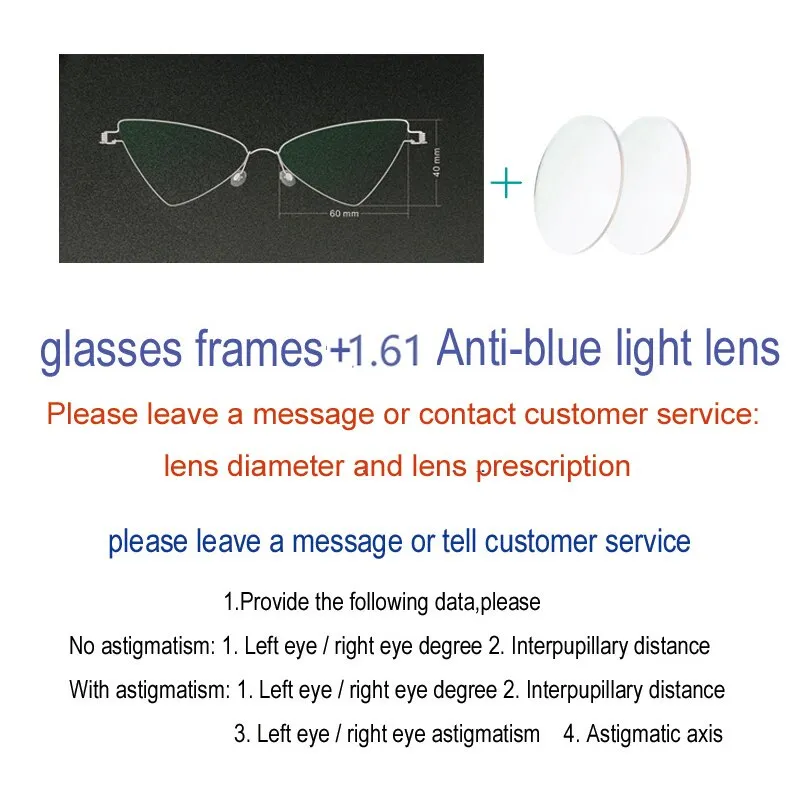 Yujo Women's Full Rim Cat Eye Triangle Stainless Steel  Eyeglasses Y049