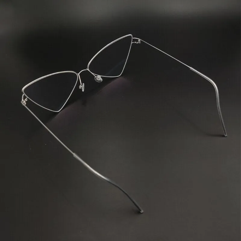 Yujo Women's Full Rim Cat Eye Triangle Stainless Steel  Eyeglasses Y049