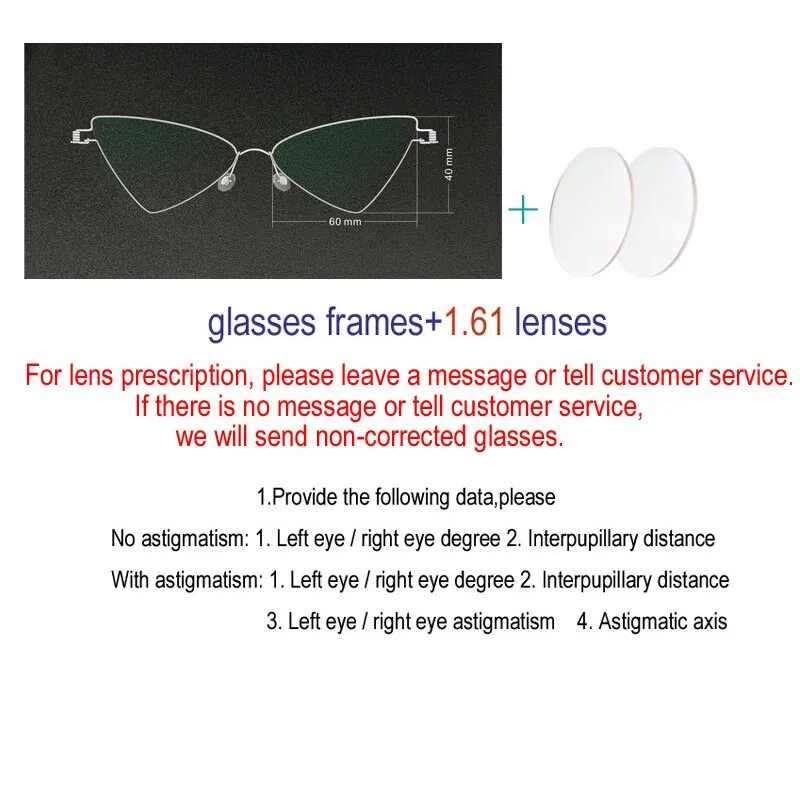 Yujo Women's Full Rim Cat Eye Triangle Stainless Steel  Eyeglasses Y049