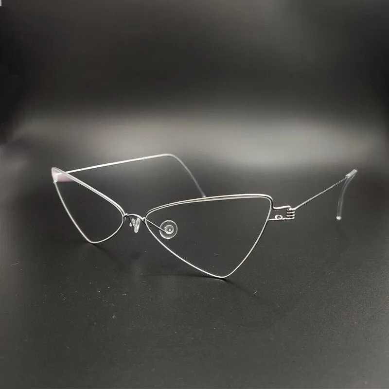 Yujo Women's Full Rim Cat Eye Triangle Stainless Steel  Eyeglasses Y049