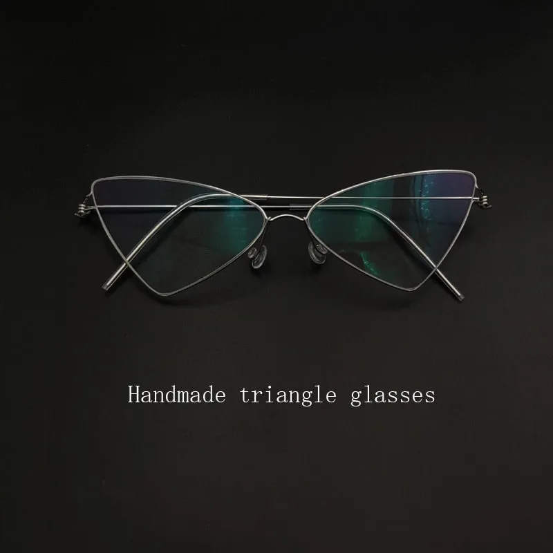 Yujo Women's Full Rim Cat Eye Triangle Stainless Steel  Eyeglasses Y049