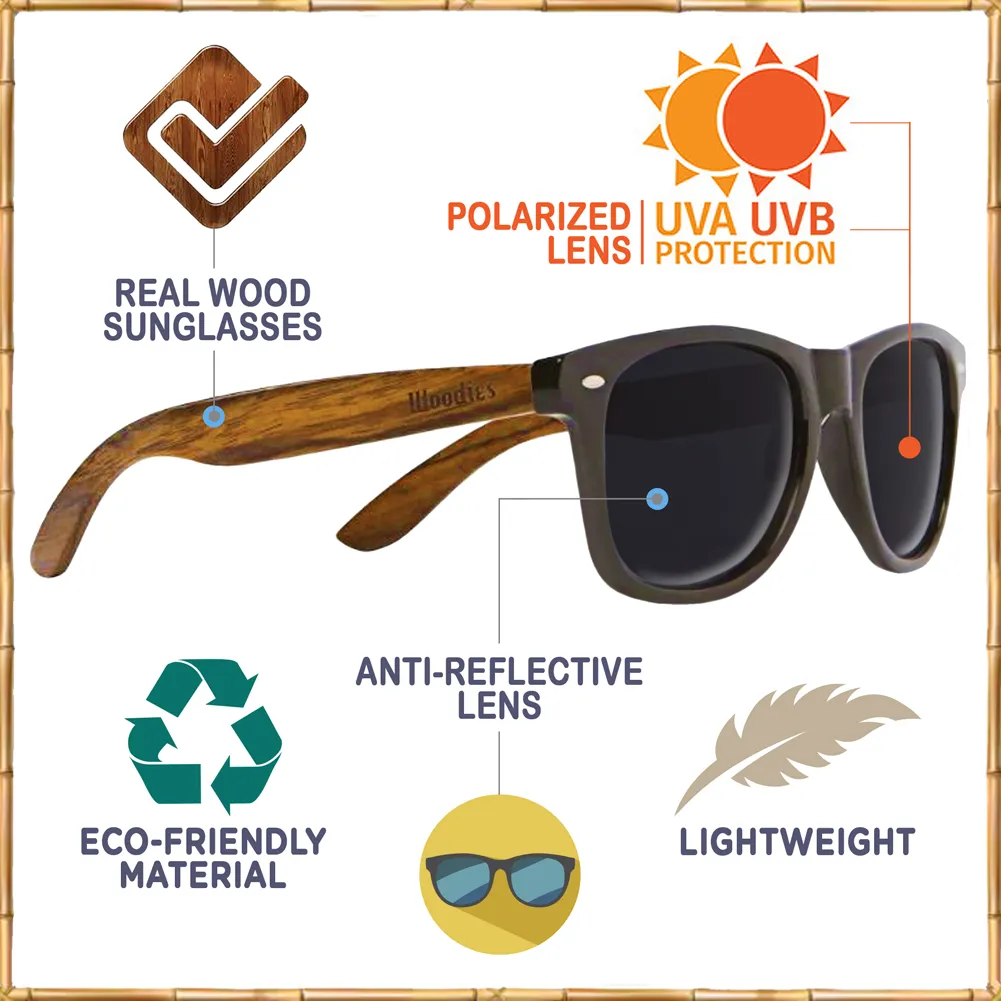 Zebra Wood Sunglasses with Silver Mirror Polarized Lens