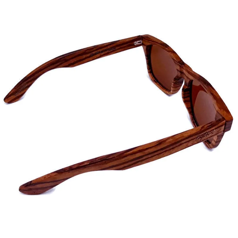Zebrawood Full Frame Polarized Sunglasses, Tea Colored Lenses