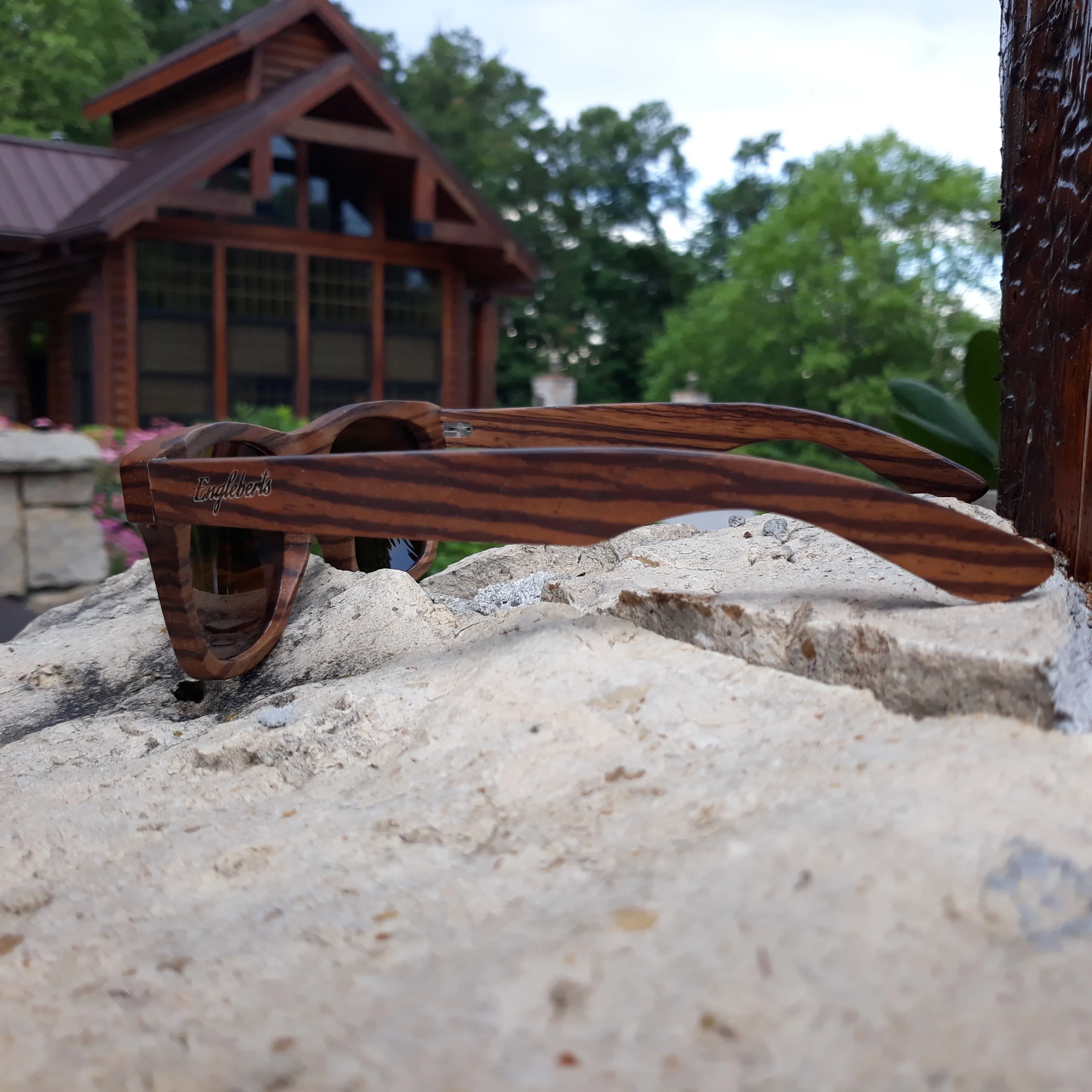 Zebrawood Full Frame Polarized Sunglasses, Tea Colored Lenses