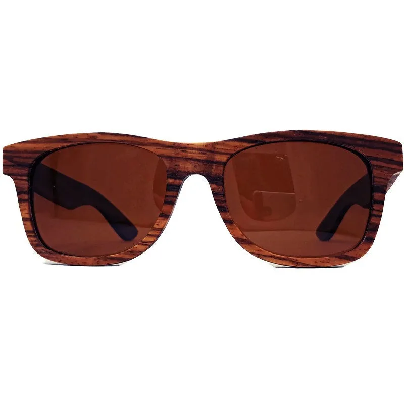 Zebrawood Full Frame Polarized Sunglasses, Tea Colored Lenses