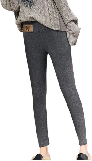 ZEFOTIM Fleece Lined Leggings for Women 2024 Outdoor Casual Thermals Tights Soild High Waist Casual Pants