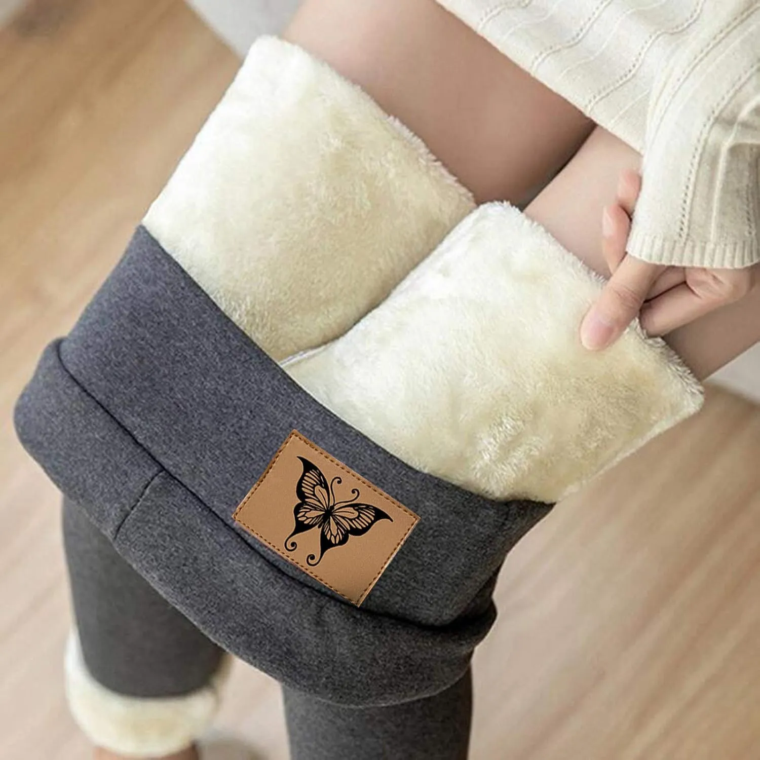 ZEFOTIM Fleece Lined Leggings for Women 2024 Outdoor Casual Thermals Tights Soild High Waist Casual Pants