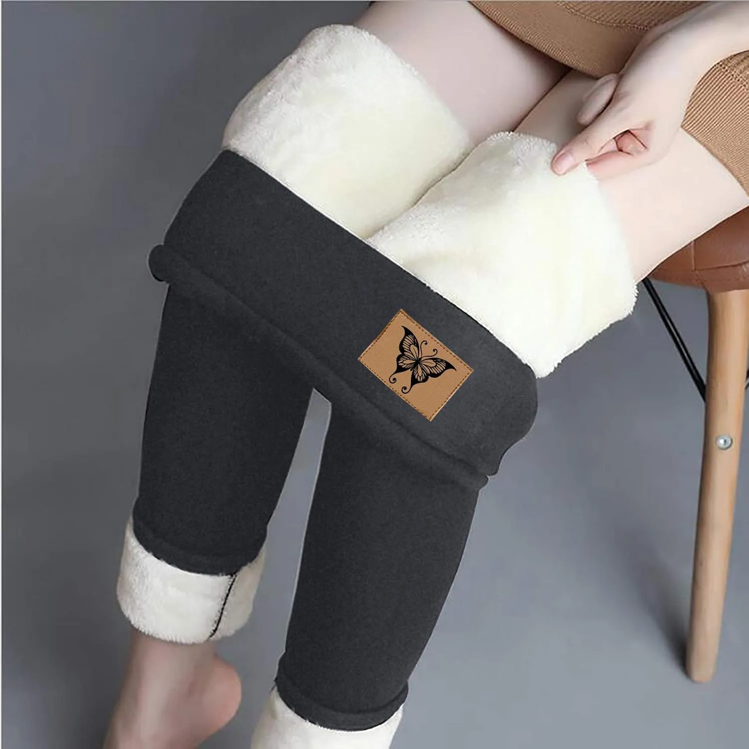 ZEFOTIM Fleece Lined Leggings for Women 2024 Outdoor Casual Thermals Tights Soild High Waist Casual Pants