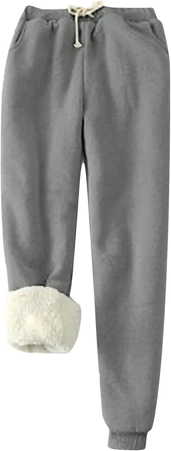 ZEFOTIM Fleece Lined Leggings Women High Waisted Thermal Tights for Women Casual Drawstring Winter Pants for Women