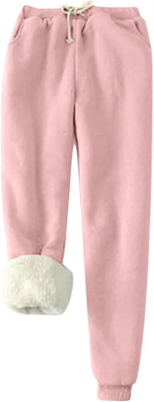 ZEFOTIM Fleece Lined Leggings Women High Waisted Thermal Tights for Women Casual Drawstring Winter Pants for Women