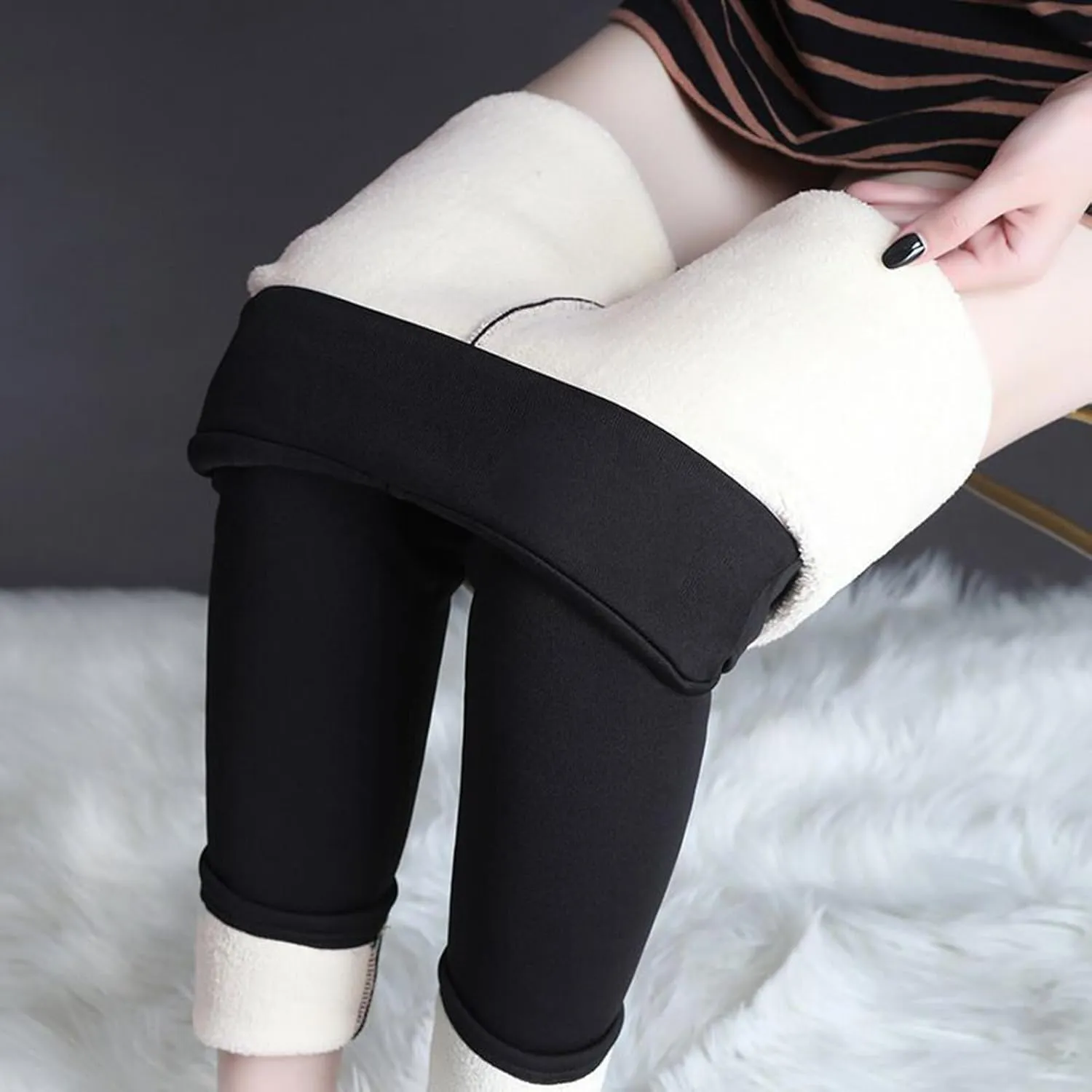 ZEFOTIM Fleece Lined Leggings Women Plus Size Workout Thermals Pants Fashion Soild High Waist Fall Tights