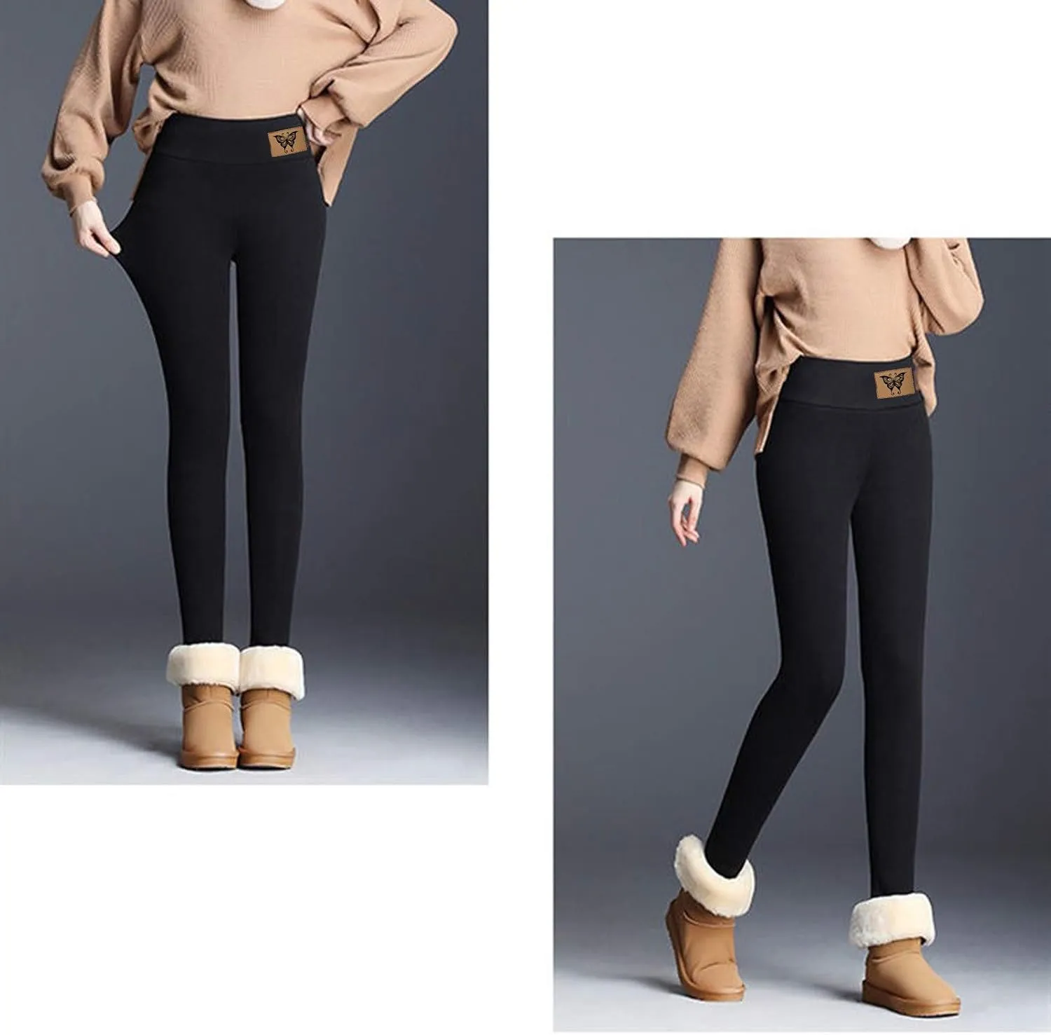 ZEFOTIM Fleece Lined Leggings Women Thermal Workout 2024 Tights Plus Size Soild High Waist Casual Pants
