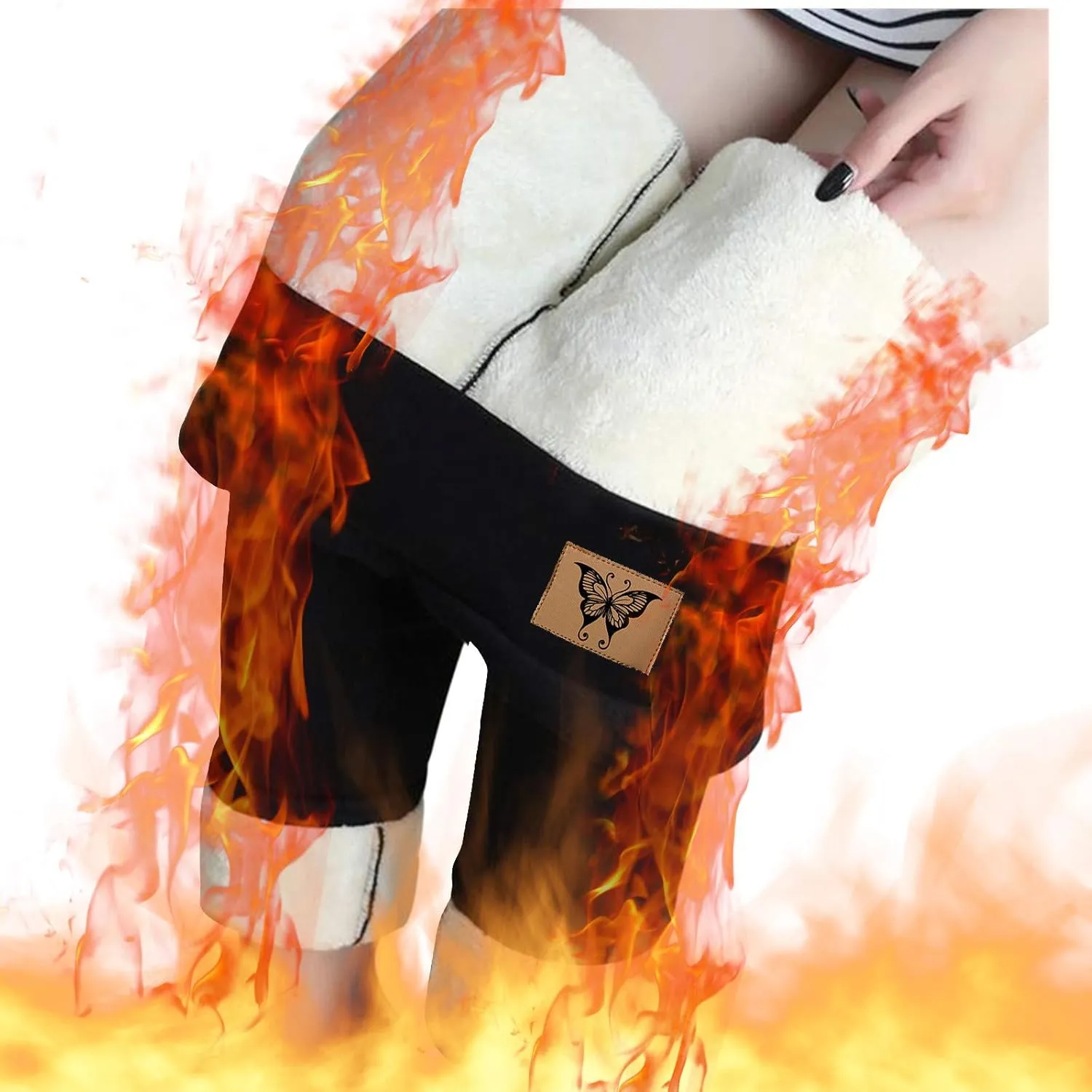 ZEFOTIM Fleece Lined Leggings Women Thermal Workout 2024 Tights Plus Size Soild High Waist Casual Pants