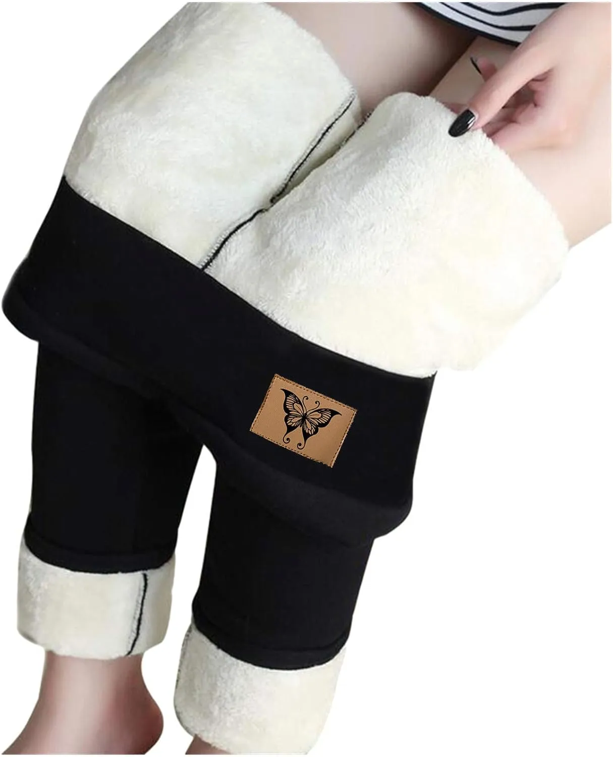 ZEFOTIM Fleece Lined Leggings Women Thermal Workout 2024 Tights Plus Size Soild High Waist Casual Pants