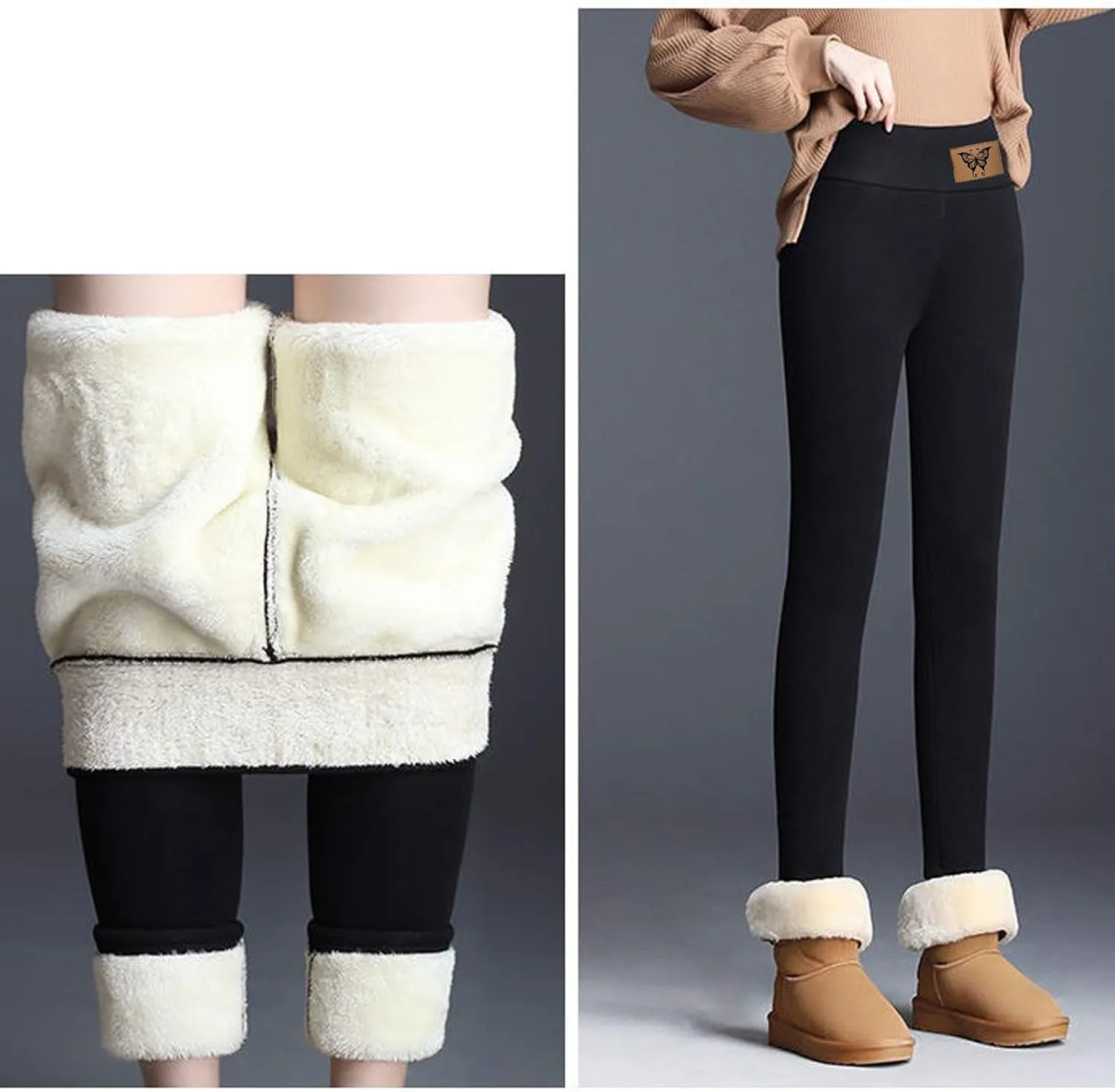 ZEFOTIM Fleece Lined Leggings Women Thermal Workout 2024 Tights Plus Size Soild High Waist Casual Pants
