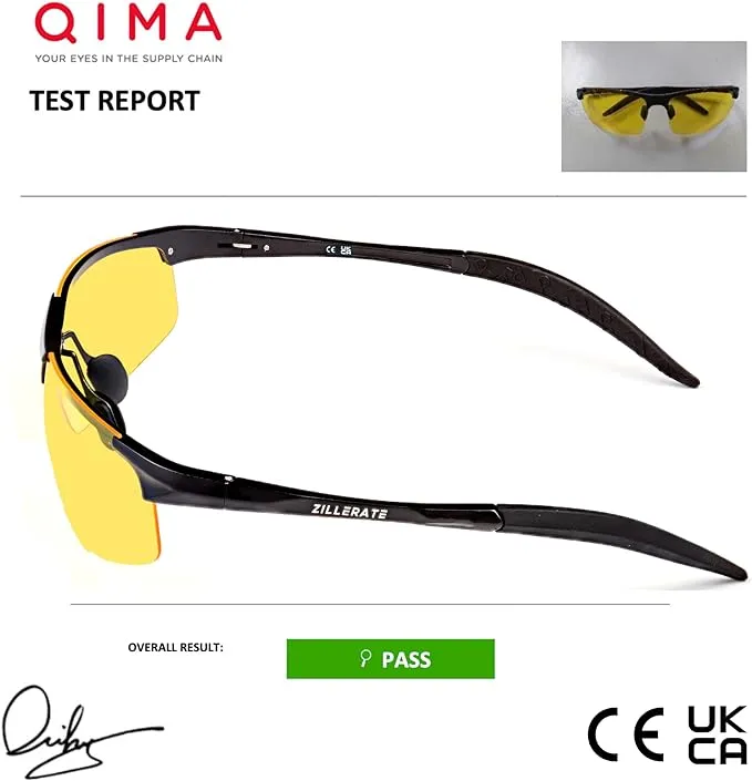 ZILLERATE Night Driving Glasses for Men & Women - Anti-Glare Night Vision Glasses for Driving, Polarised Lenses Filter Dazzling Glare from Headlights, Yellow Tinted Lens, Light Metal Frame