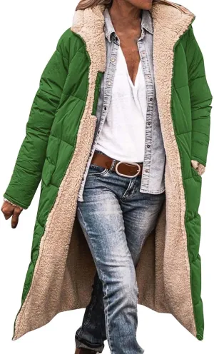 Zip sherpa Coat Down Jacket Hooded Puffer Jacket Lightweight Winter Coat Women Casual Fleece Jacket Coats Long