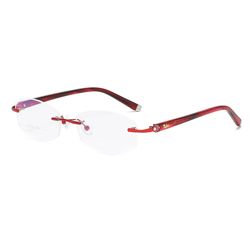 Zirosat 58069 Women's Eyeglasses Alloy Tint Lenses Diamond Cutting Rimless Titanium