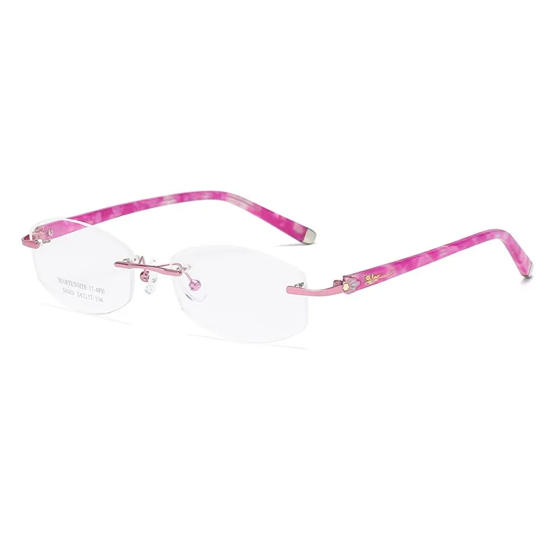 Zirosat 58069 Women's Eyeglasses Alloy Tint Lenses Diamond Cutting Rimless Titanium