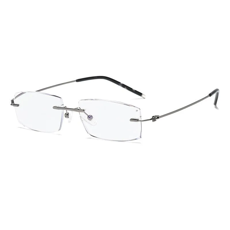 Zirosat 8581 Unisex Rimless Titanium Reading Glasses Square