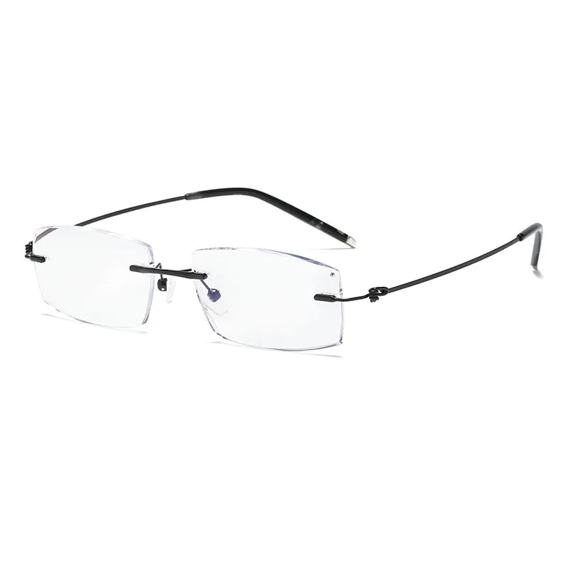 Zirosat 8581 Unisex Rimless Titanium Reading Glasses Square
