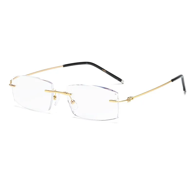 Zirosat 8581 Unisex Rimless Titanium Reading Glasses Square