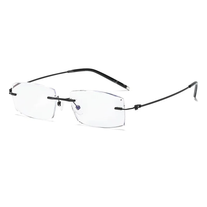 Zirosat 8581 Unisex Rimless Titanium Reading Glasses Square