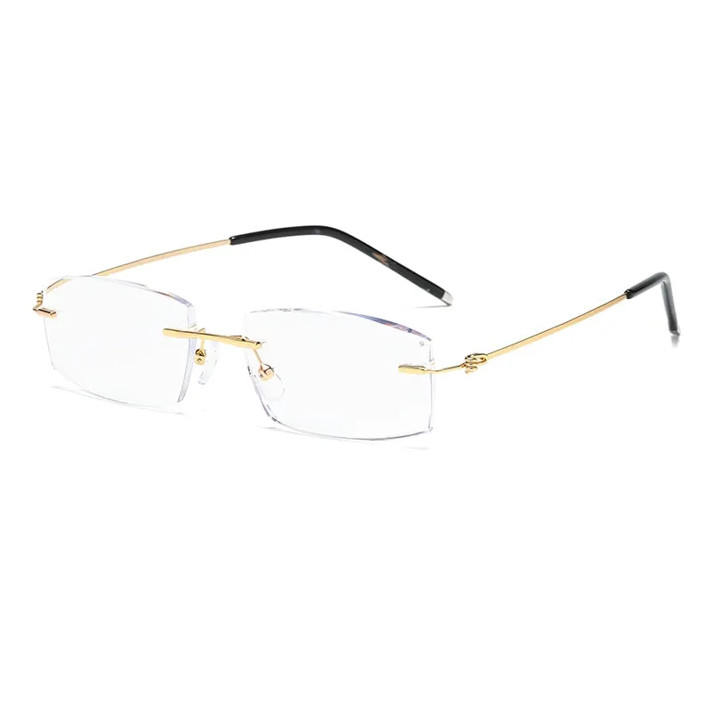Zirosat 8581 Unisex Rimless Titanium Reading Glasses Square
