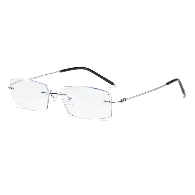 Zirosat 8581 Unisex Rimless Titanium Reading Glasses Square