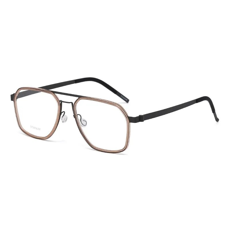 Zirosat Unisex Full Rim Polygon Double Bridge Titanium Acetate Eyeglasses 9753