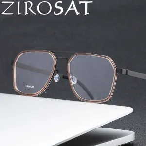 Zirosat Unisex Full Rim Polygon Double Bridge Titanium Acetate Eyeglasses 9753