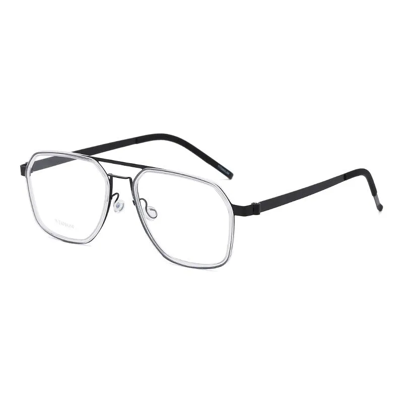 Zirosat Unisex Full Rim Polygon Double Bridge Titanium Acetate Eyeglasses 9753