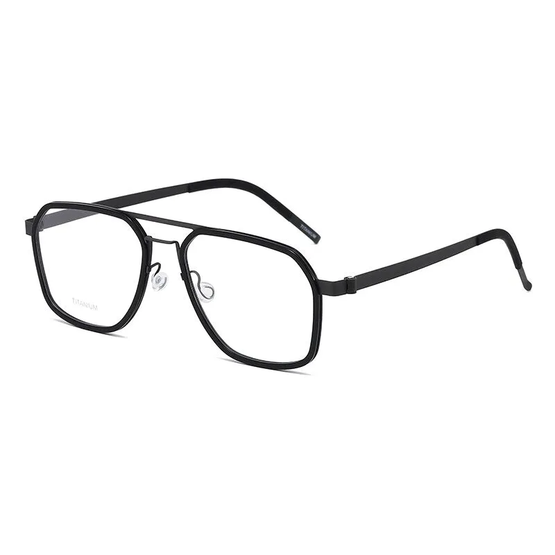 Zirosat Unisex Full Rim Polygon Double Bridge Titanium Acetate Eyeglasses 9753