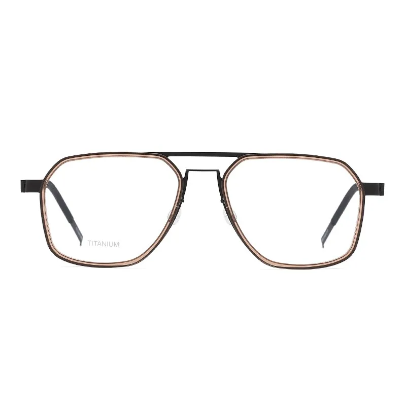 Zirosat Unisex Full Rim Polygon Double Bridge Titanium Acetate Eyeglasses 9753