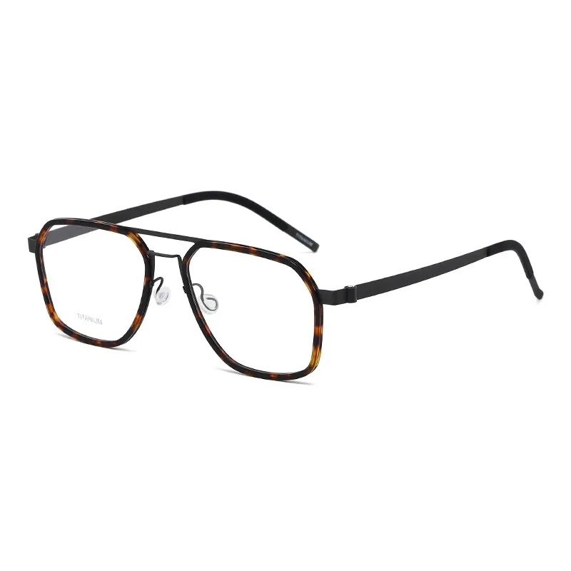 Zirosat Unisex Full Rim Polygon Double Bridge Titanium Acetate Eyeglasses 9753