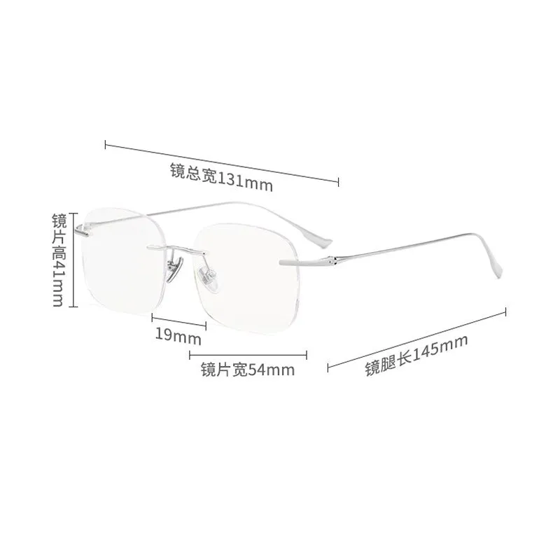 Zirosat Unisex Rimless Square Titanium Eyeglasses1135