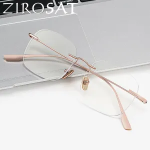 Zirosat Unisex Rimless Square Titanium Eyeglasses1135