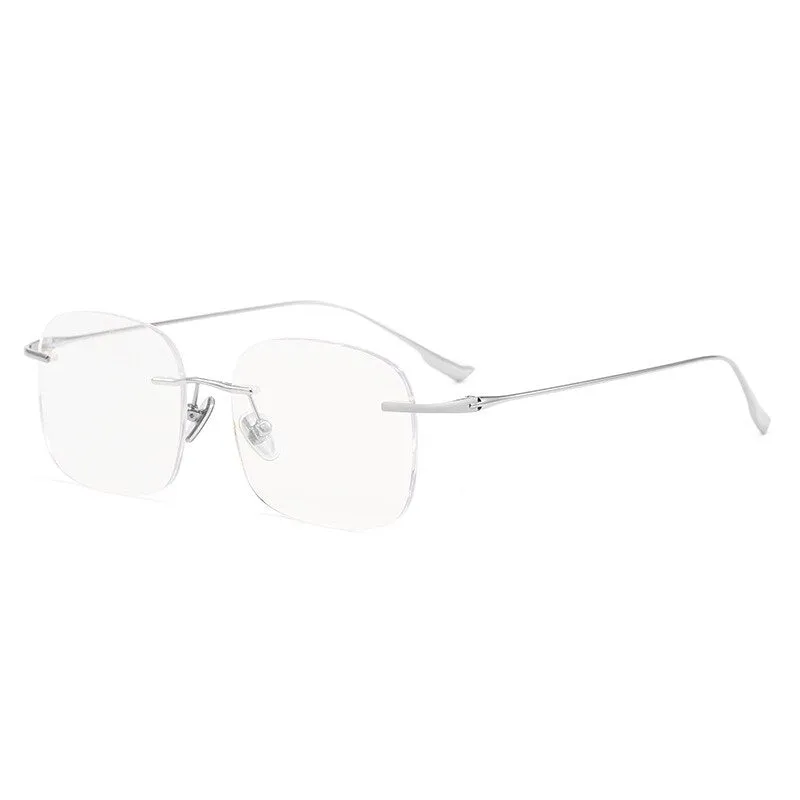 Zirosat Unisex Rimless Square Titanium Eyeglasses1135