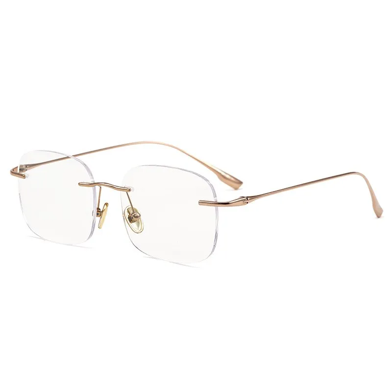 Zirosat Unisex Rimless Square Titanium Eyeglasses1135
