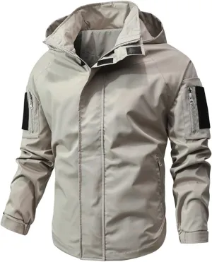 ZYXTIM Men's Tactical Jacket Waterproof Ligtweight Warm Shell Rain Coat Breathable Workout Athletic Outdoor Jackets with Hood