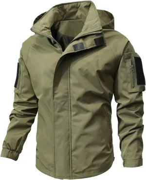 ZYXTIM Men's Tactical Jacket Waterproof Ligtweight Warm Shell Rain Coat Breathable Workout Athletic Outdoor Jackets with Hood
