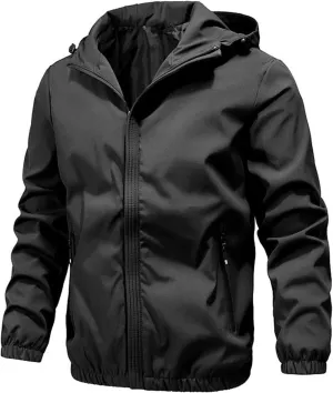 ZYXTIM Men's Tactical Jacket Waterproof Ligtweight Warm Shell Rain Coat Breathable Workout Athletic Outdoor Jackets with Hood